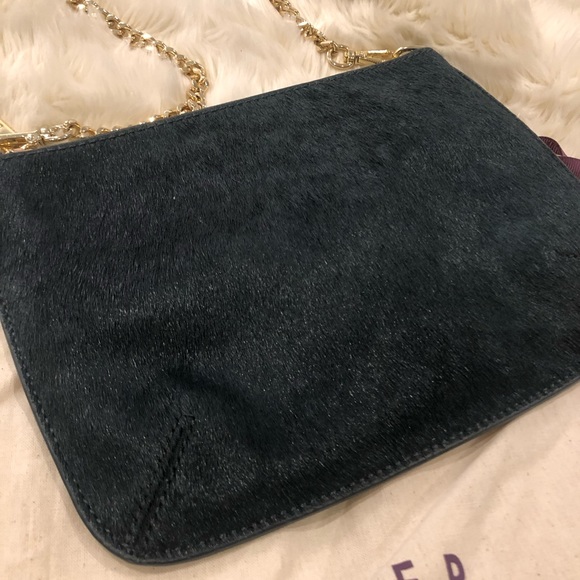 Like new! TED BAKER green mohair/black leather bag - Picture 2 of 6